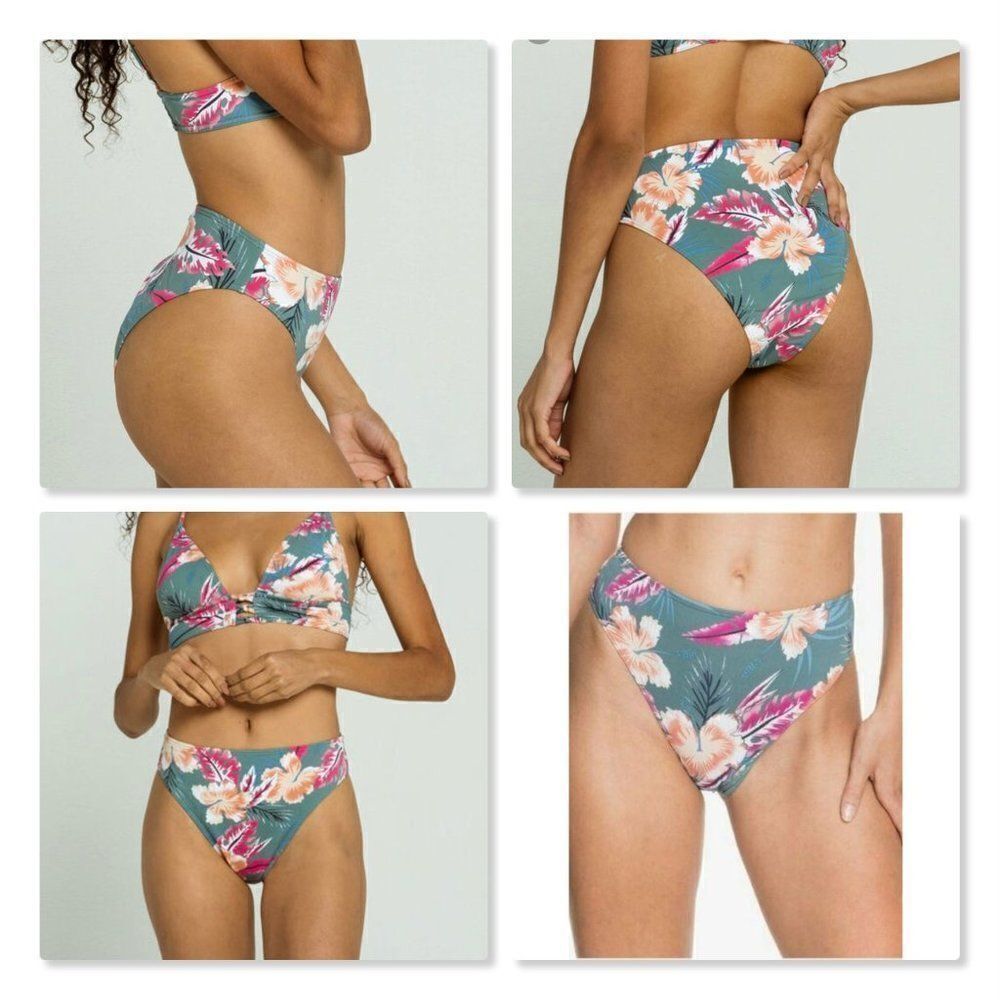 Roxy Juniors' Floral-Print High-Leg Bikini Bottoms